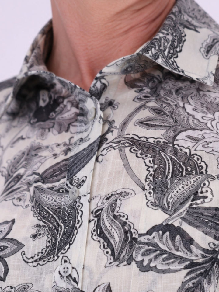 Bluse Damen Langarm Viskose AOP gelb
