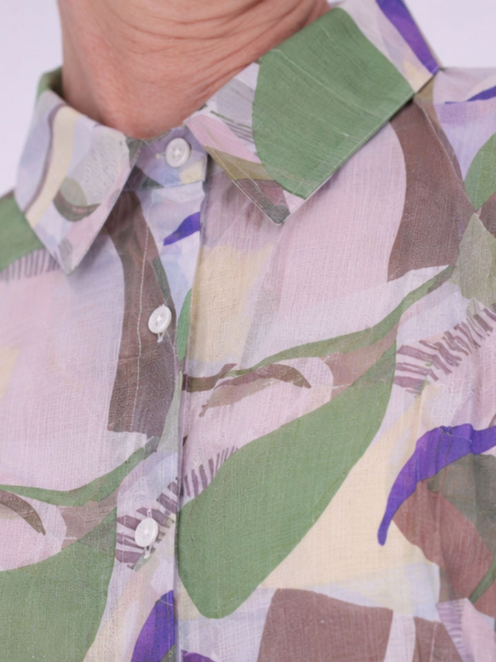 Bluse Damen Langarm Viskose AOP khaki