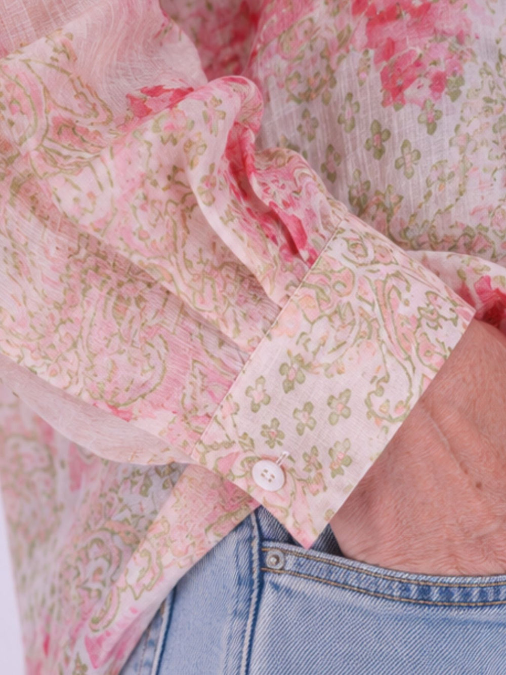 Bluse Damen Langarm Viskose AOP rosa