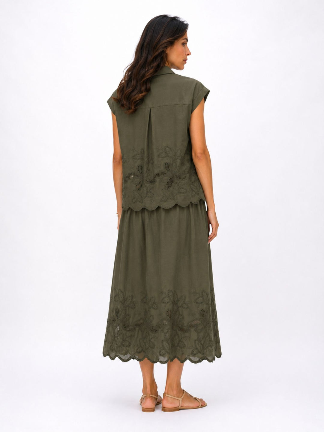 Bluse ohne Arm Lochmuster und Stickerei