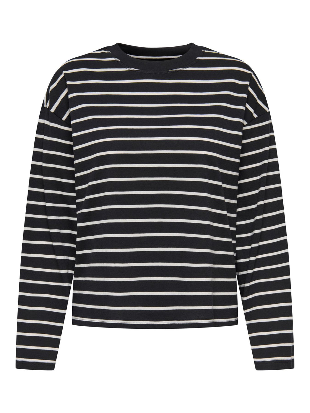 ONLHAPPY L/S O-NECK STRIPE TEE JRS Black/Cloud dancer lena