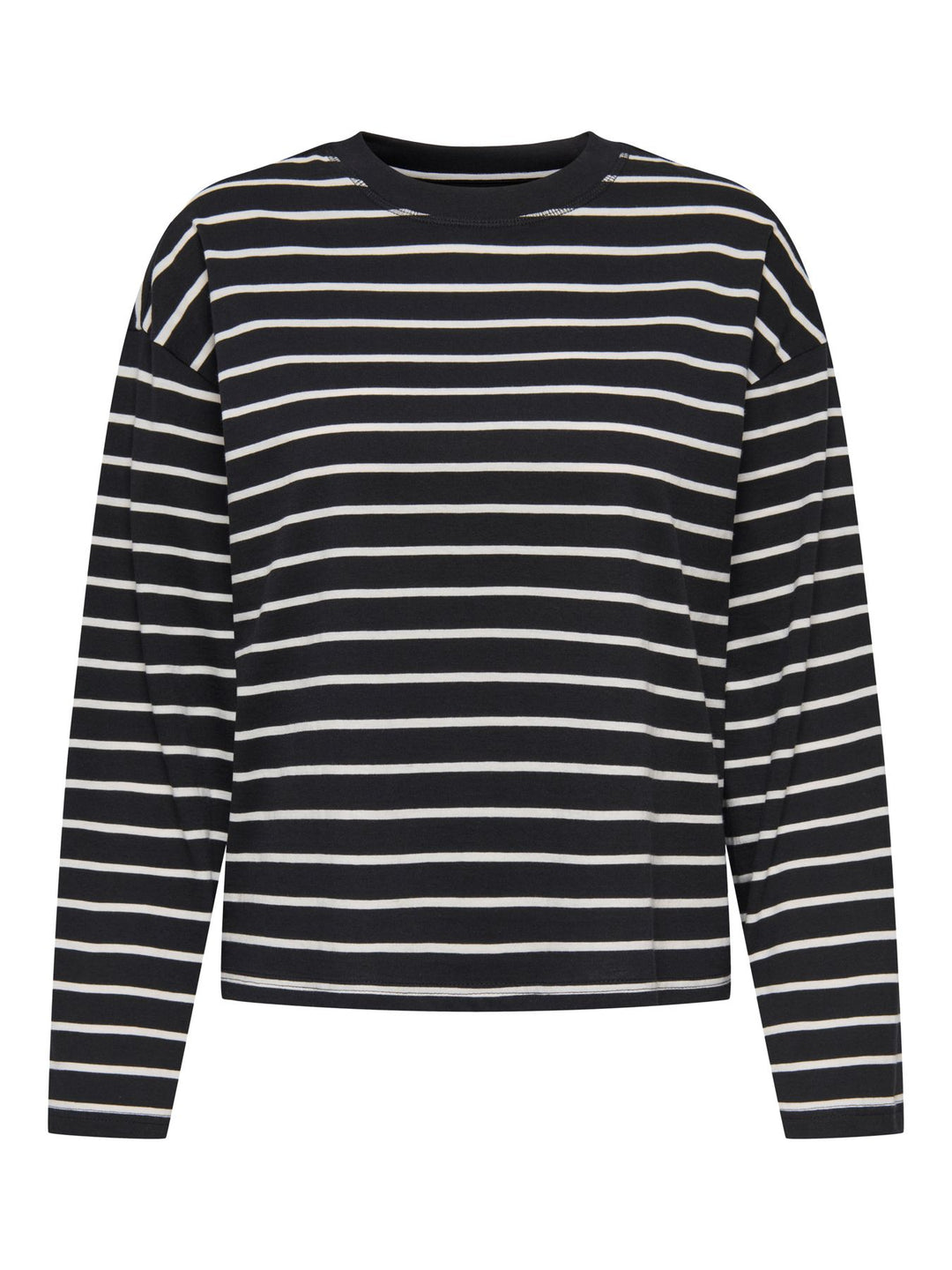 ONLHAPPY L/S O-NECK STRIPE TEE JRS Black/Cloud dancer lena