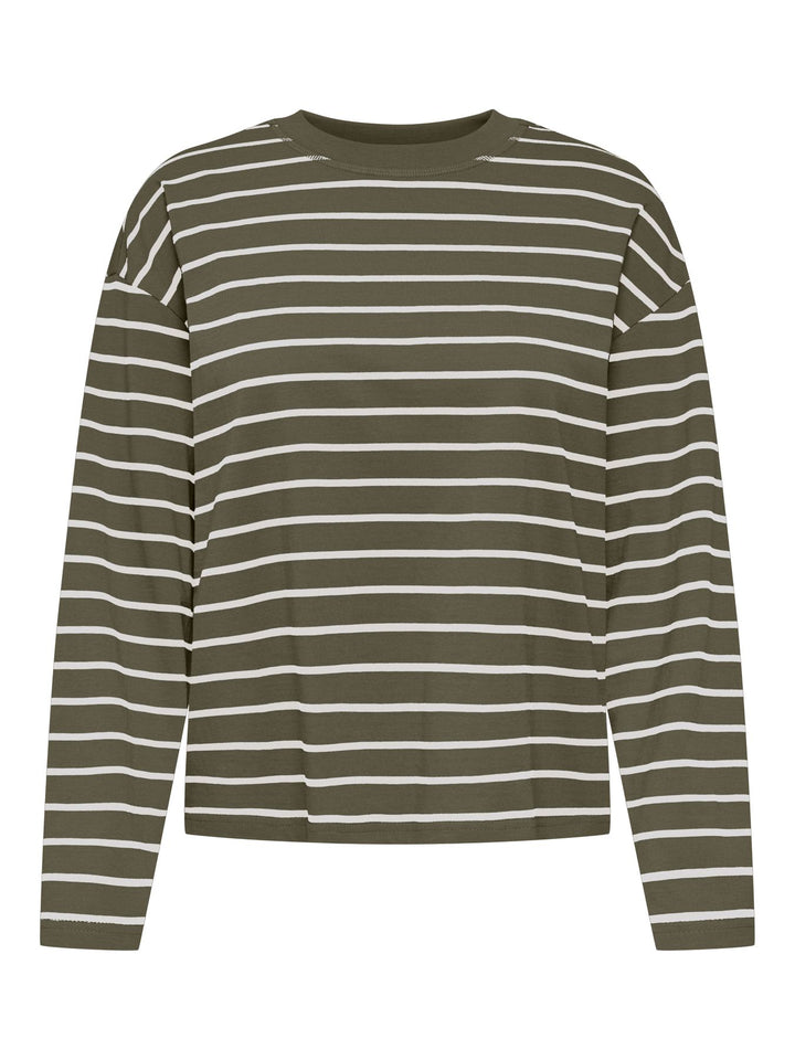 ONLHAPPY L/S O-NECK STRIPE TEE JRS Kalamata/Cloud dancer lena stripe