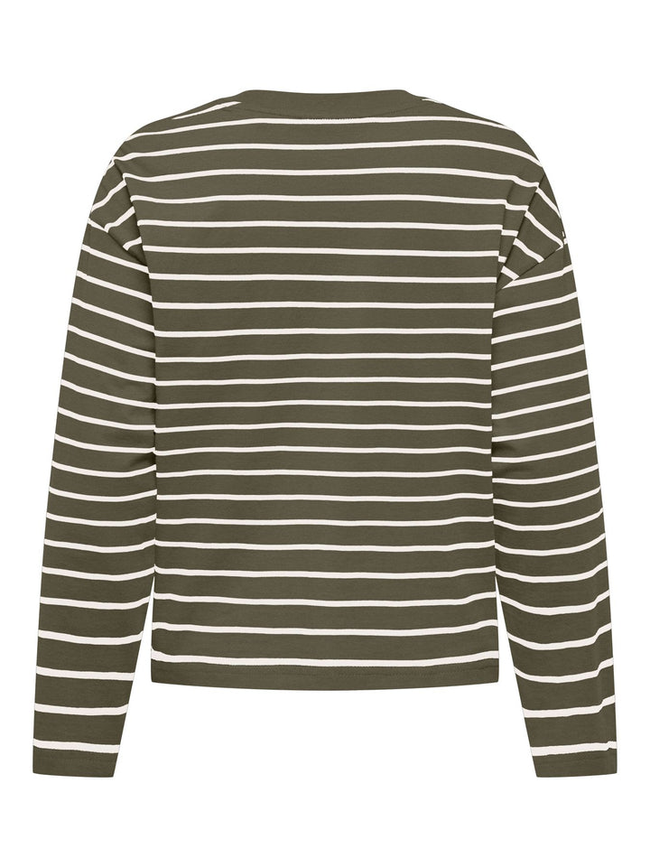 ONLHAPPY L/S O-NECK STRIPE TEE JRS Kalamata/Cloud dancer lena stripe