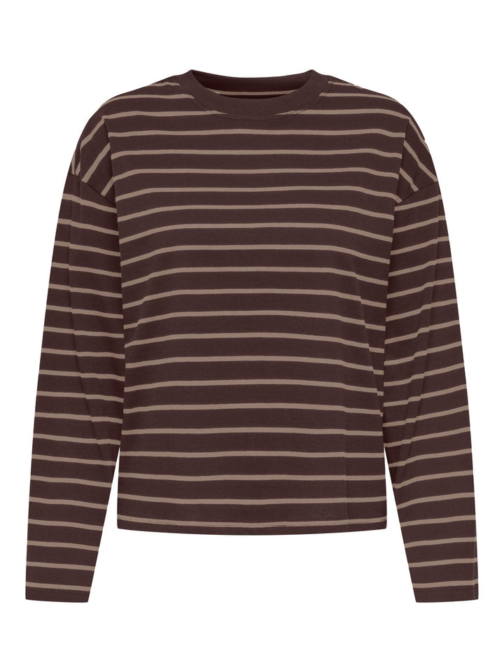 ONLHAPPY L/S O-NECK STRIPE TEE JRS Coffee Bean/Taupe gray lena