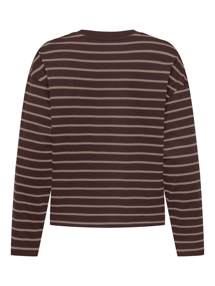 ONLHAPPY L/S O-NECK STRIPE TEE JRS Coffee Bean/Taupe gray lena