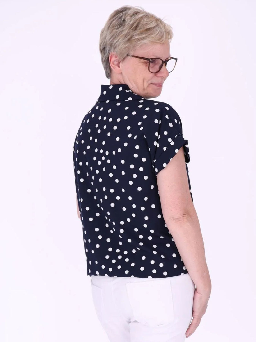 Bluse zum binden AOP Punkte