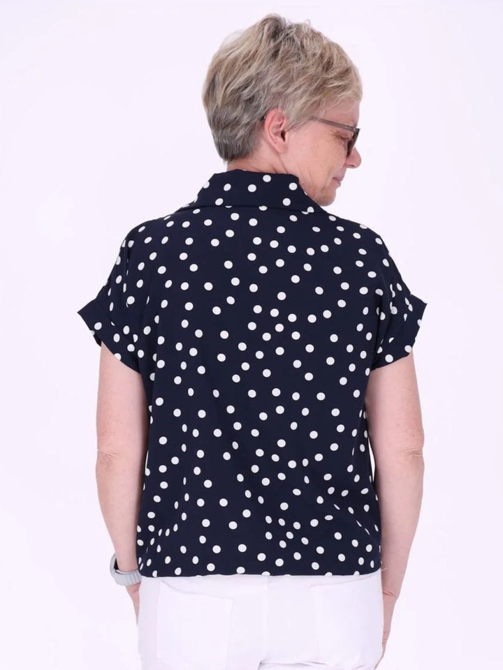 Bluse zum binden AOP Punkte