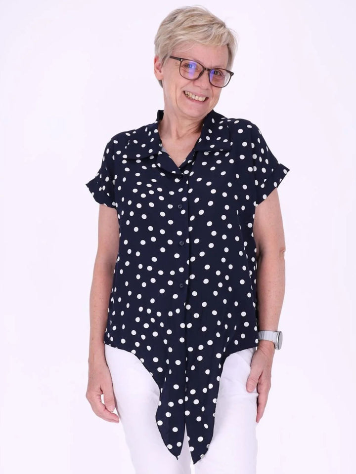 Bluse zum binden AOP Punkte