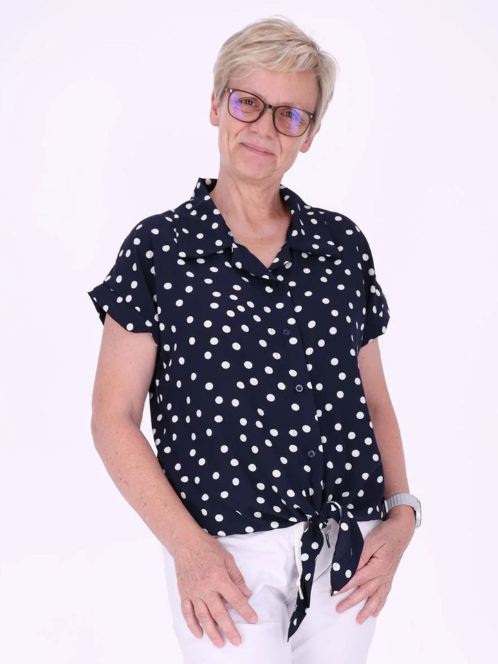 Bluse zum binden AOP Punkte