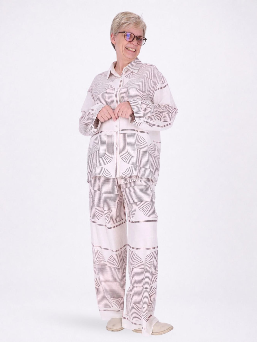 Bluse Damen Leinenmix Langarm Krempelarm