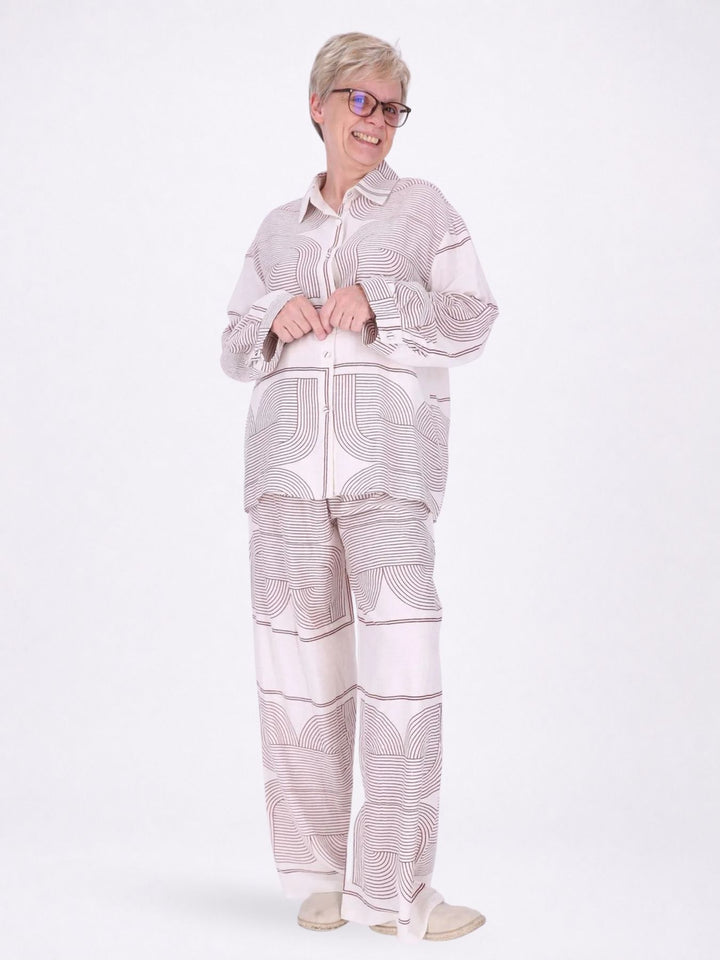 Bluse Damen Leinenmix Langarm Krempelarm