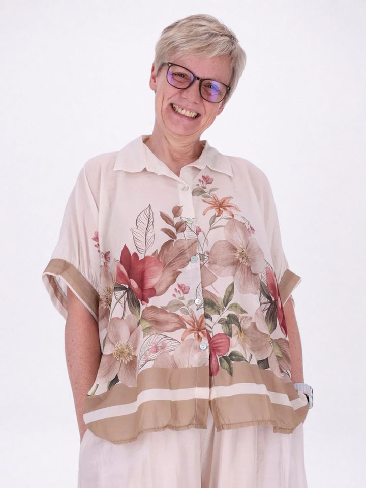 Bluse Damen Baumwolle AOP