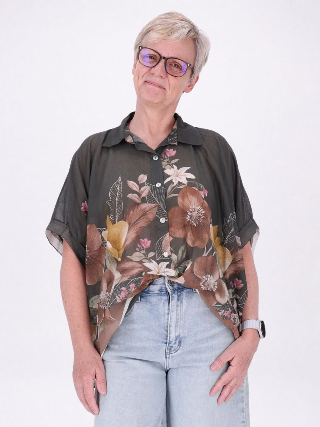 Bluse Damen Baumwolle AOP