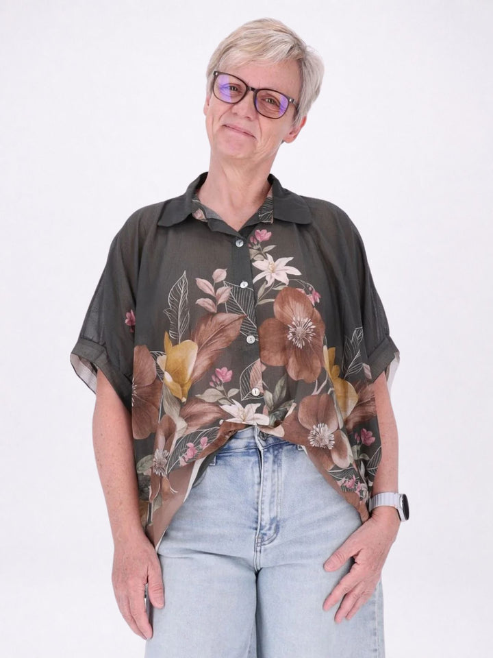 Bluse Damen Baumwolle AOP