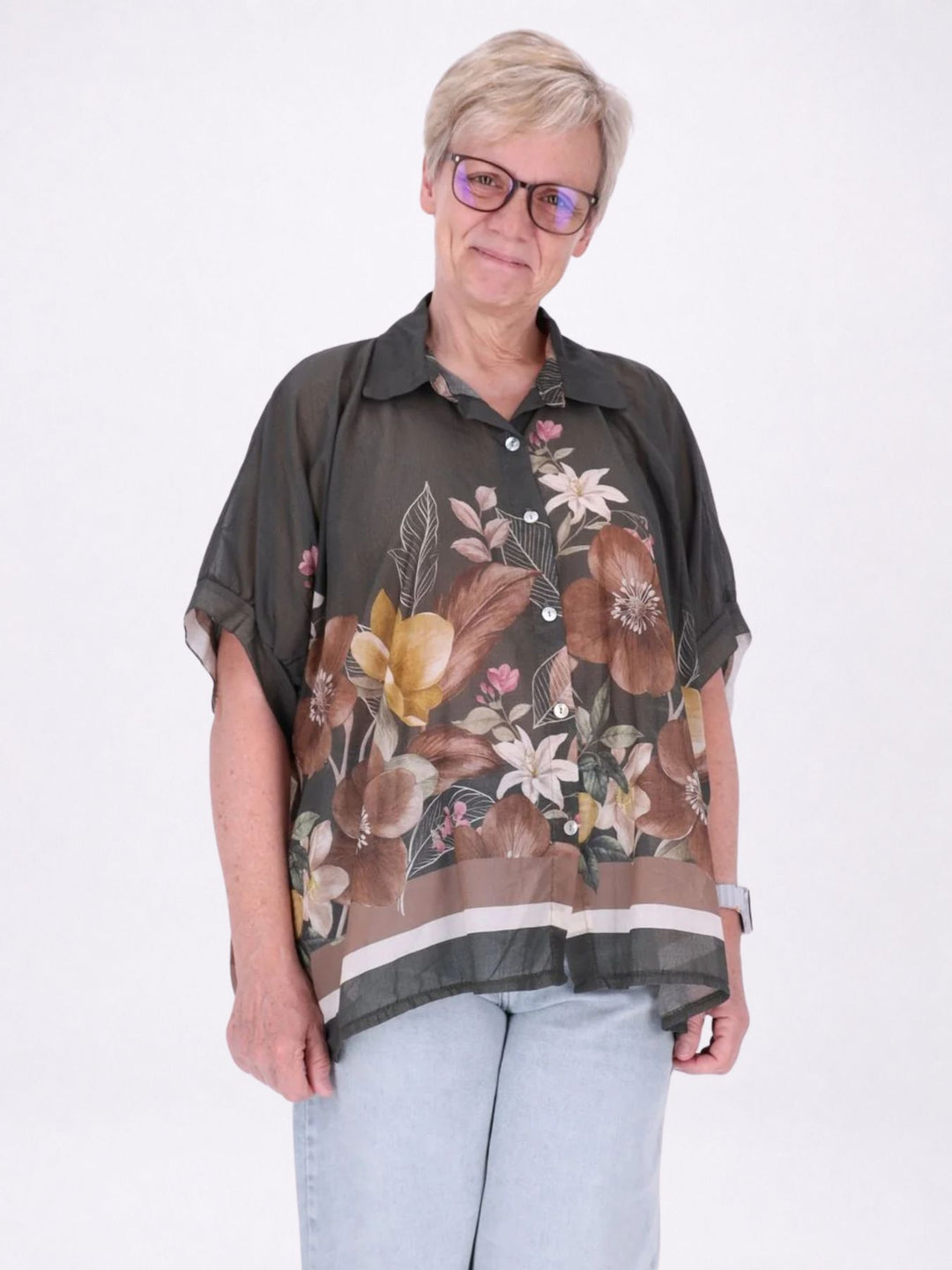 Bluse Damen Baumwolle AOP