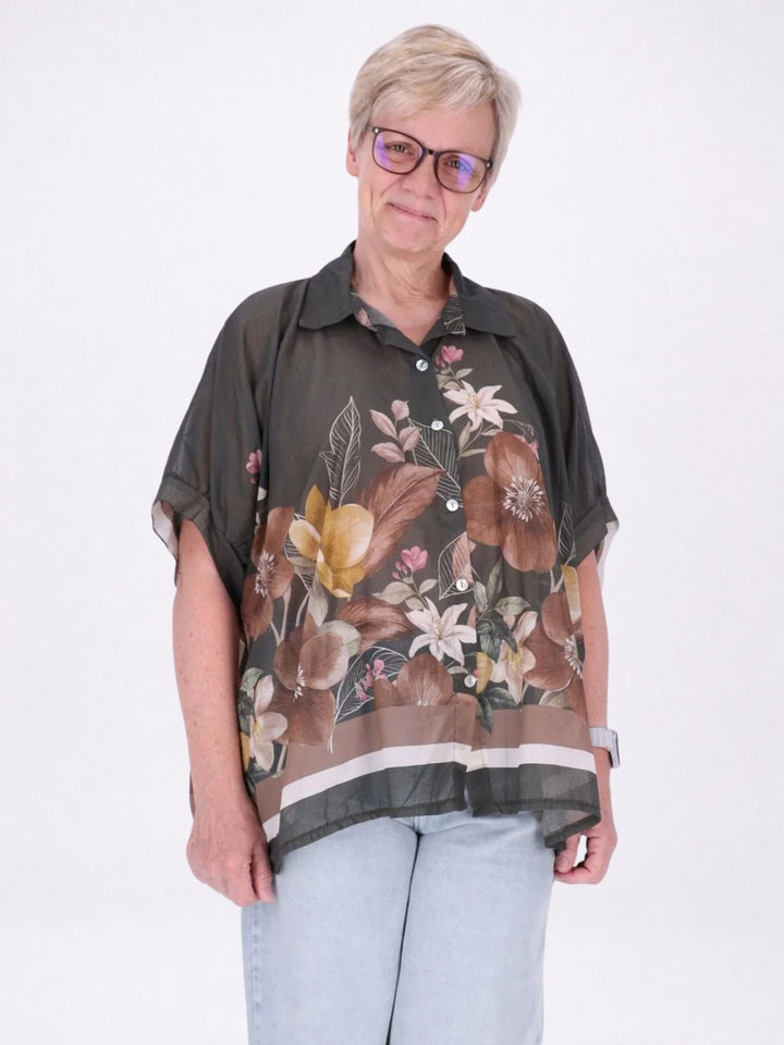 Bluse Damen Baumwolle AOP