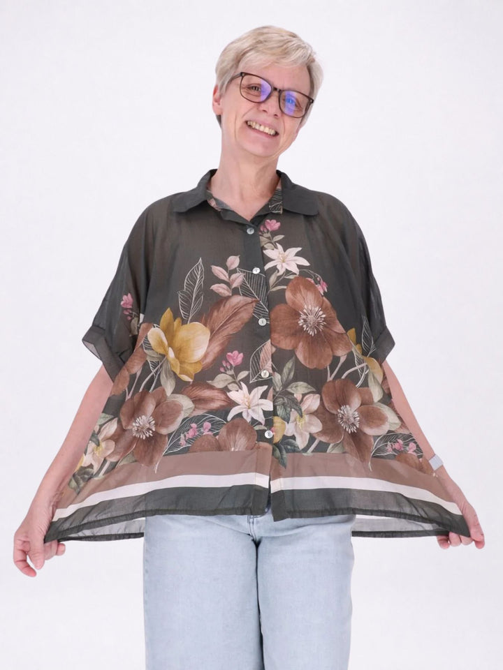 Bluse Damen Baumwolle AOP