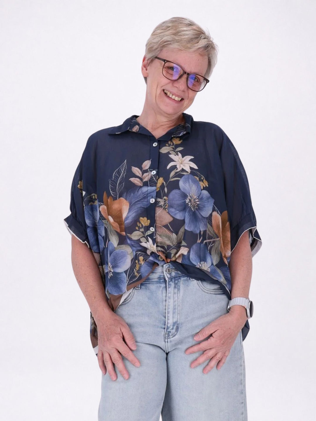 Bluse Damen Baumwolle AOP