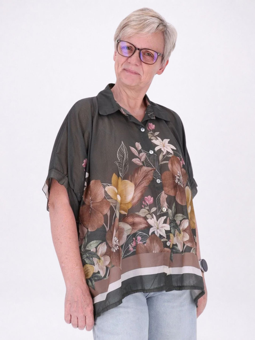 Bluse Damen Baumwolle AOP
