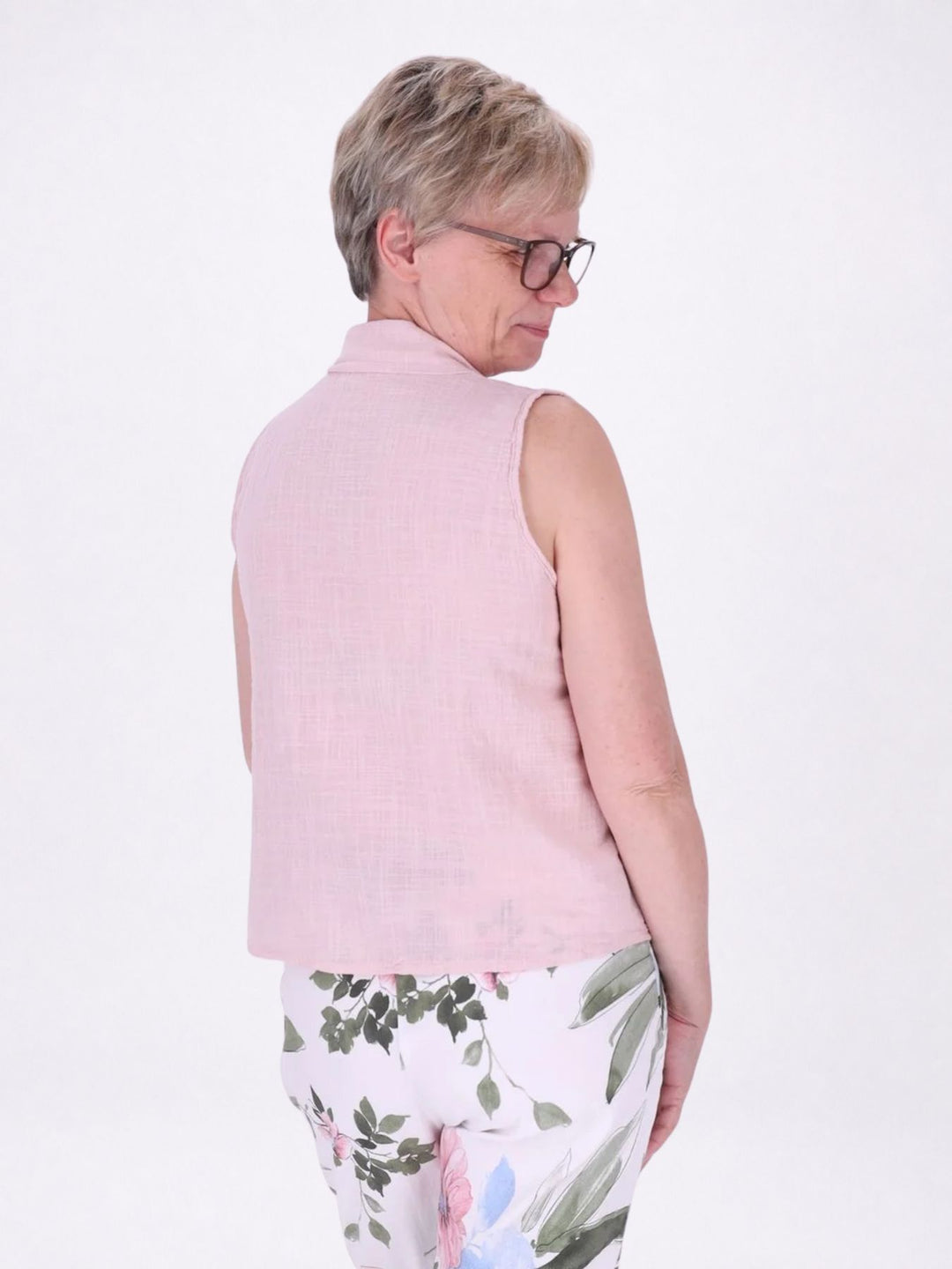 Bluse Damen Leinenmix ohne Arm