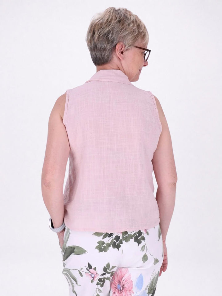 Bluse Damen Leinenmix ohne Arm