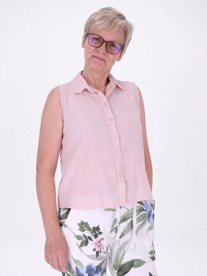 Bluse Damen Leinenmix ohne Arm