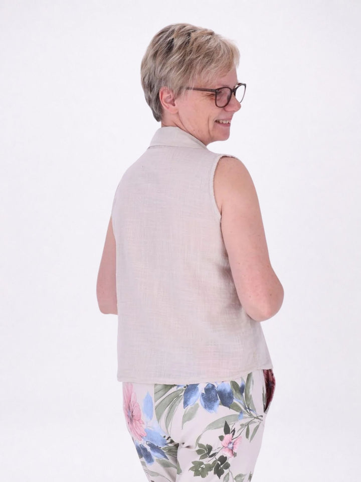 Bluse Damen Leinenmix ohne Arm