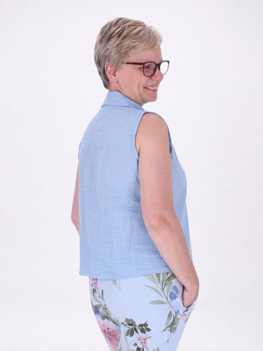 Bluse Damen Leinenmix ohne Arm