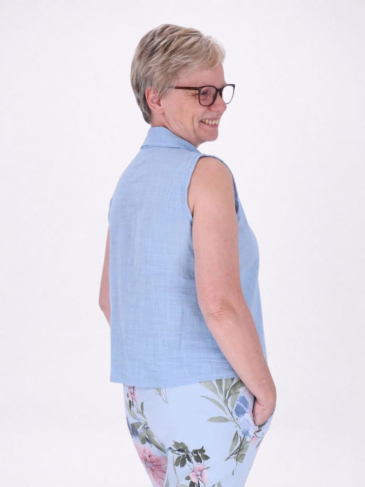 Bluse Damen Leinenmix ohne Arm
