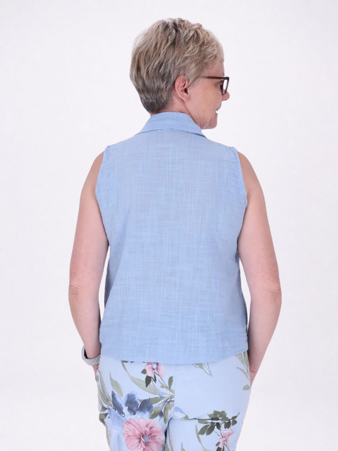 Bluse Damen Leinenmix ohne Arm