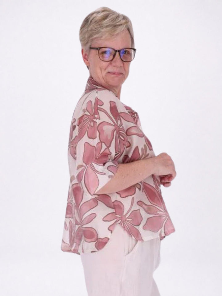 Bluse Raglan Ärmel AOP Blätter