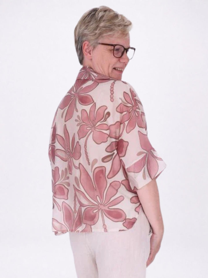 Bluse Raglan Ärmel AOP Blätter