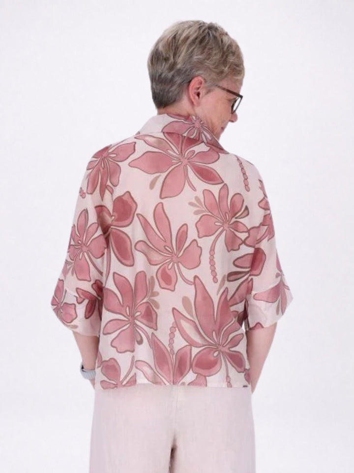 Bluse Raglan Ärmel AOP Blätter