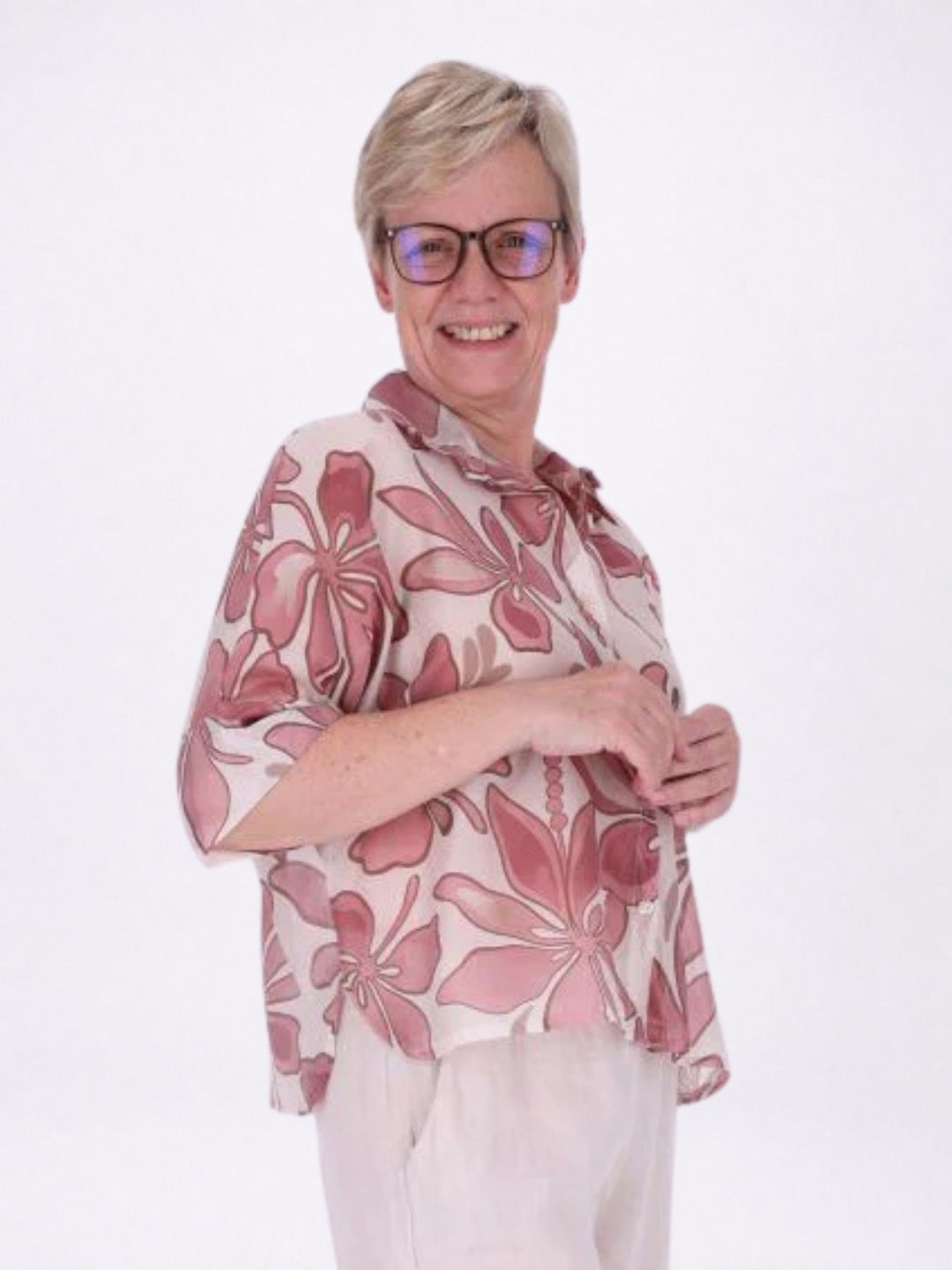Bluse Raglan Ärmel AOP Blätter