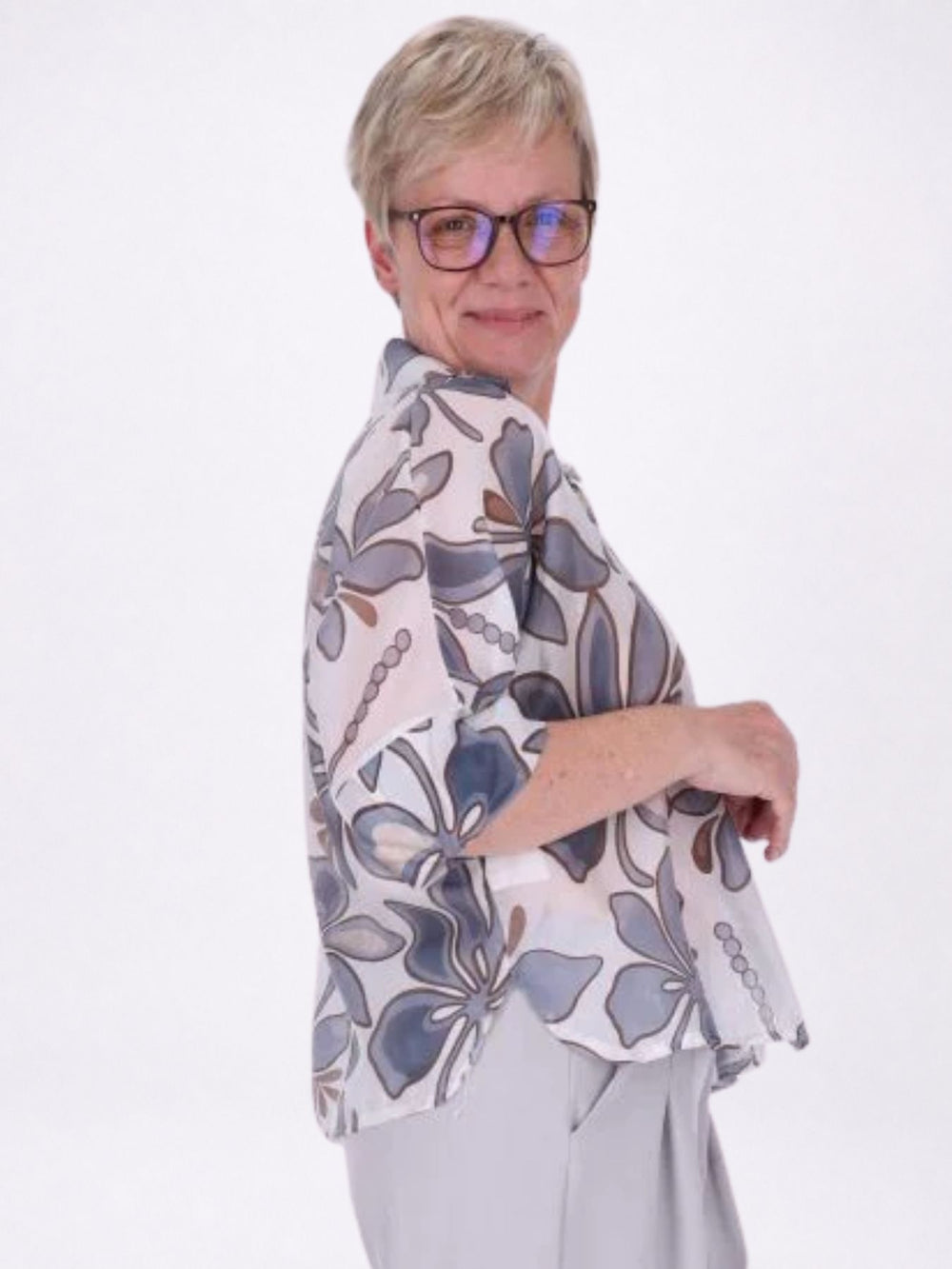 Bluse Raglan Ärmel AOP Blätter