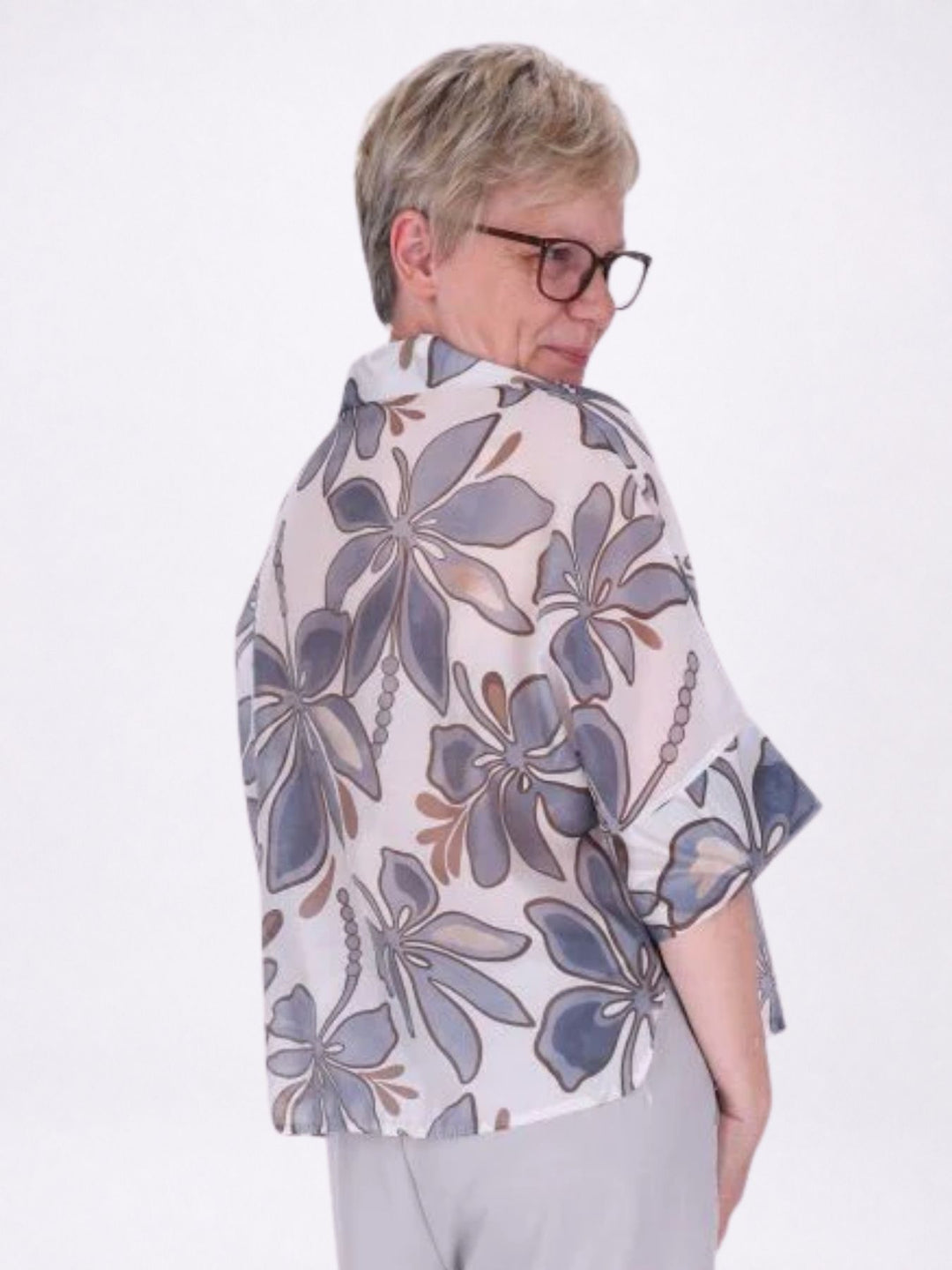 Bluse Raglan Ärmel AOP Blätter
