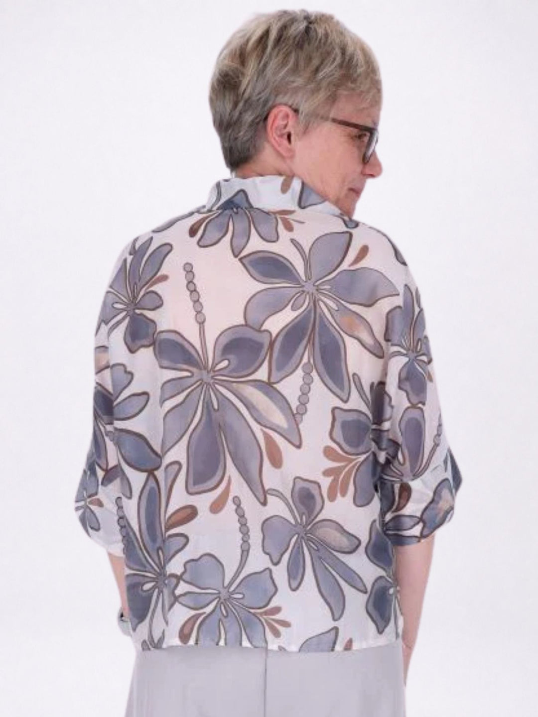 Bluse Raglan Ärmel AOP Blätter