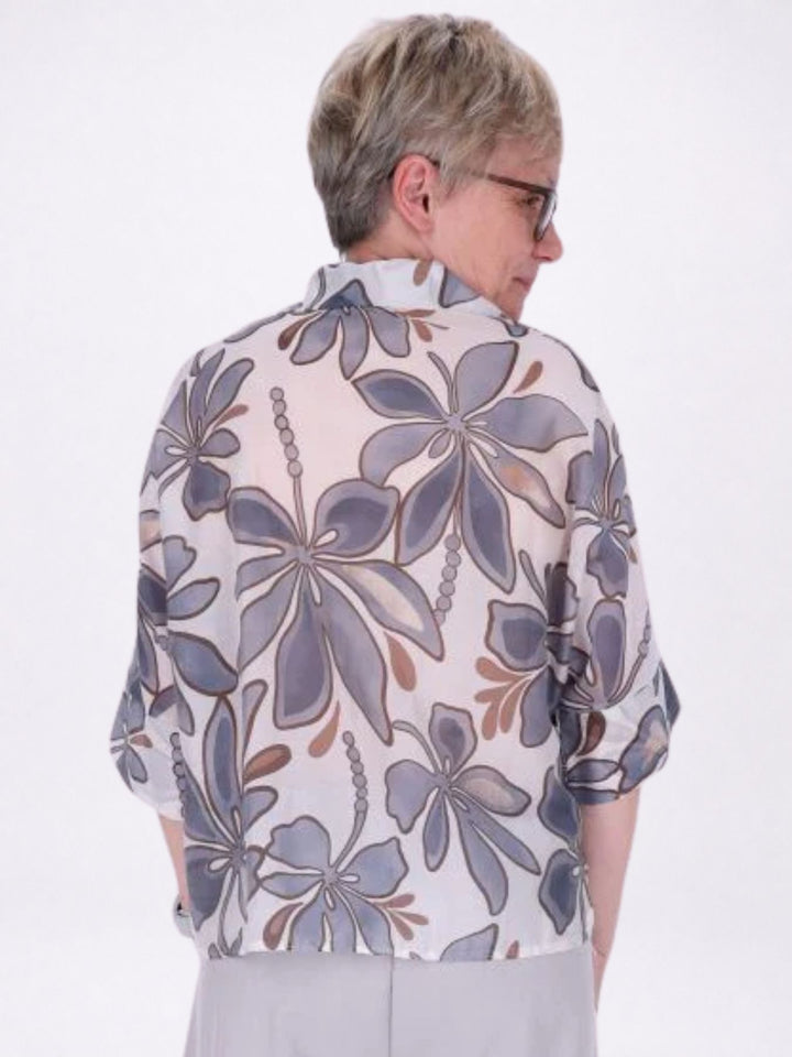 Bluse Raglan Ärmel AOP Blätter