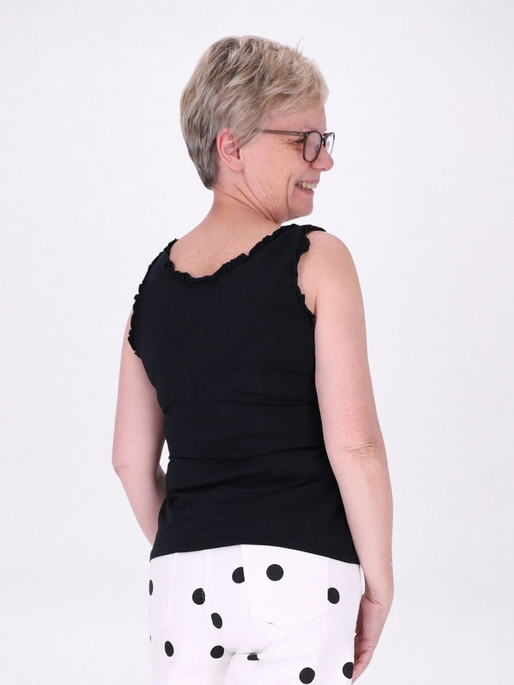 Top Damen breite Träger Rüschen