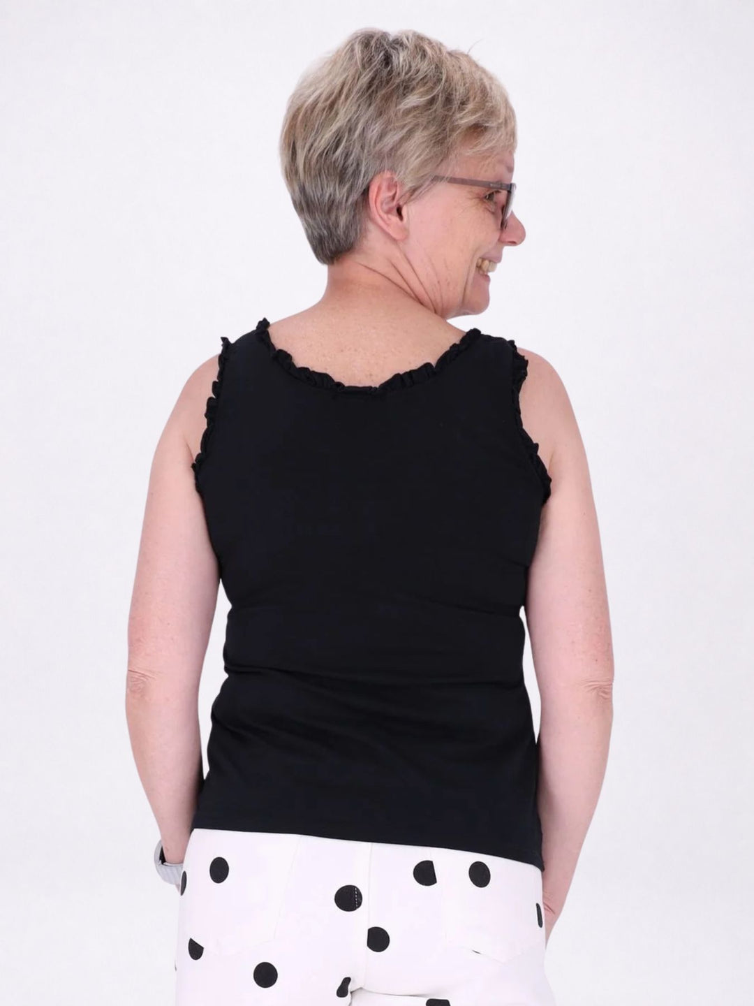 Top Damen breite Träger Rüschen