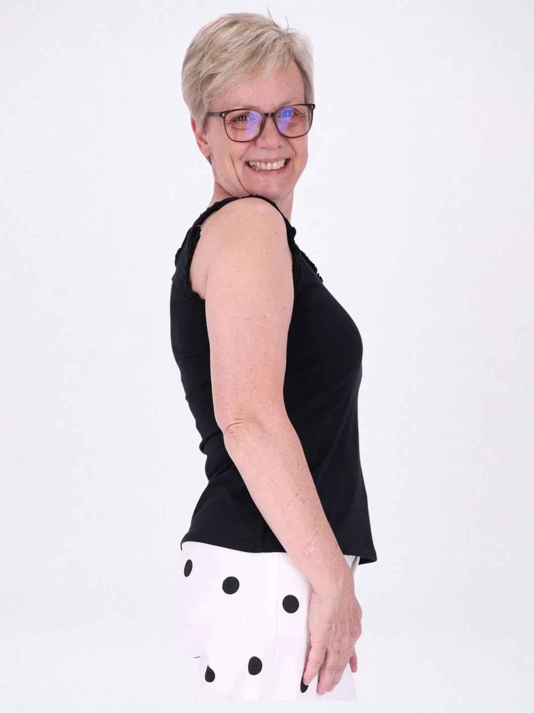 Top Damen breite Träger Rüschen
