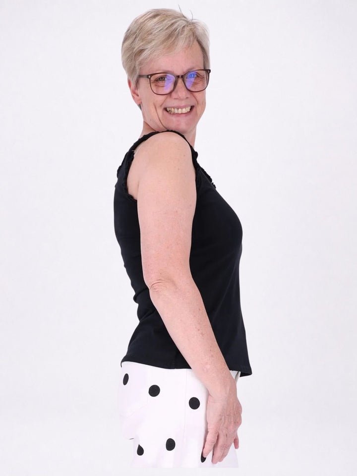 Top Damen breite Träger Rüschen