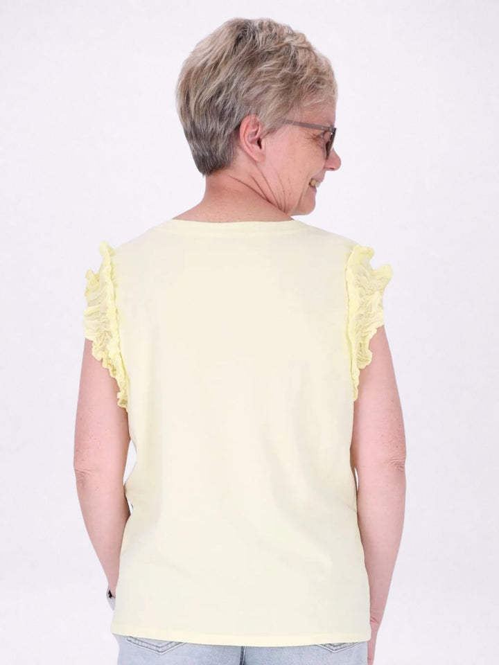 T-Shirt ohne Arm Rüschen am Armausschnitt