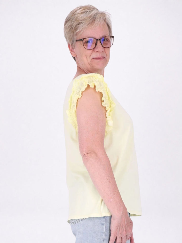 T-Shirt ohne Arm Rüschen am Armausschnitt