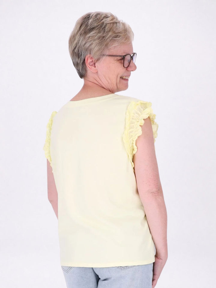 T-Shirt ohne Arm Rüschen am Armausschnitt