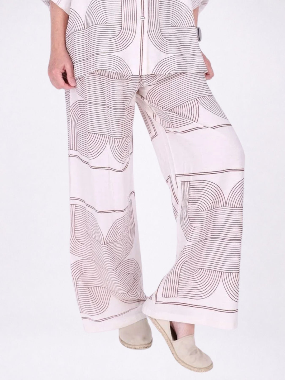 Hose Damen Leinenmix AOP