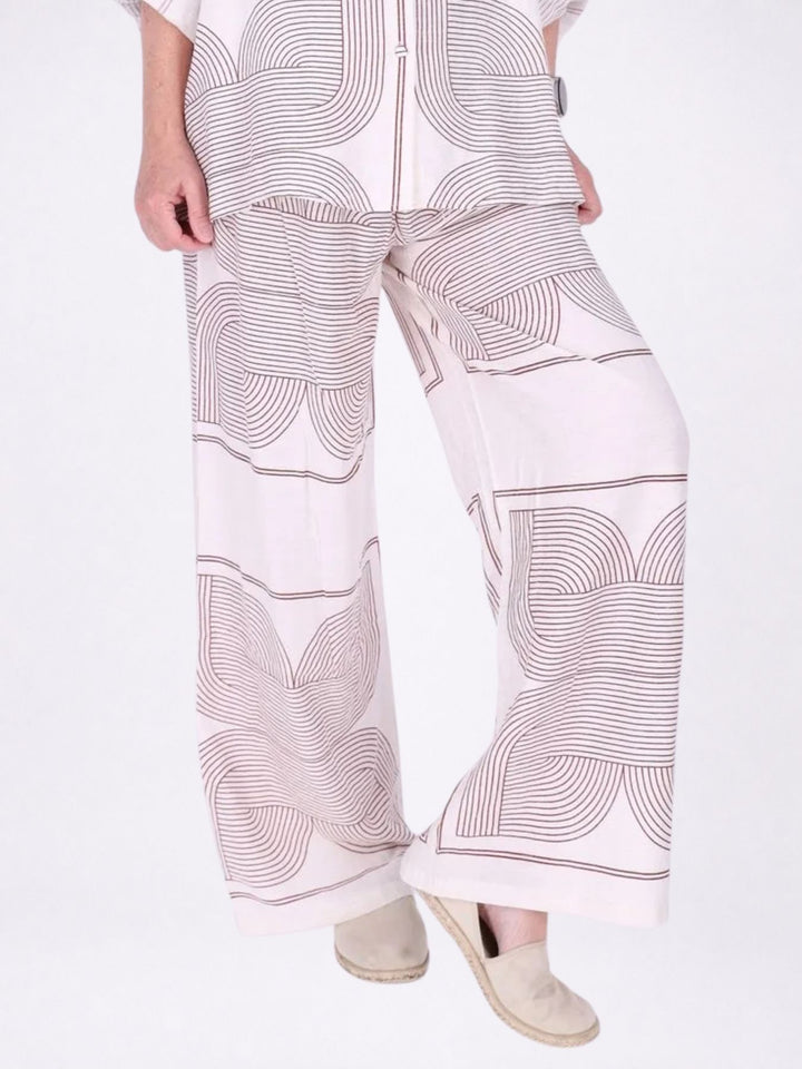 Hose Damen Leinenmix AOP