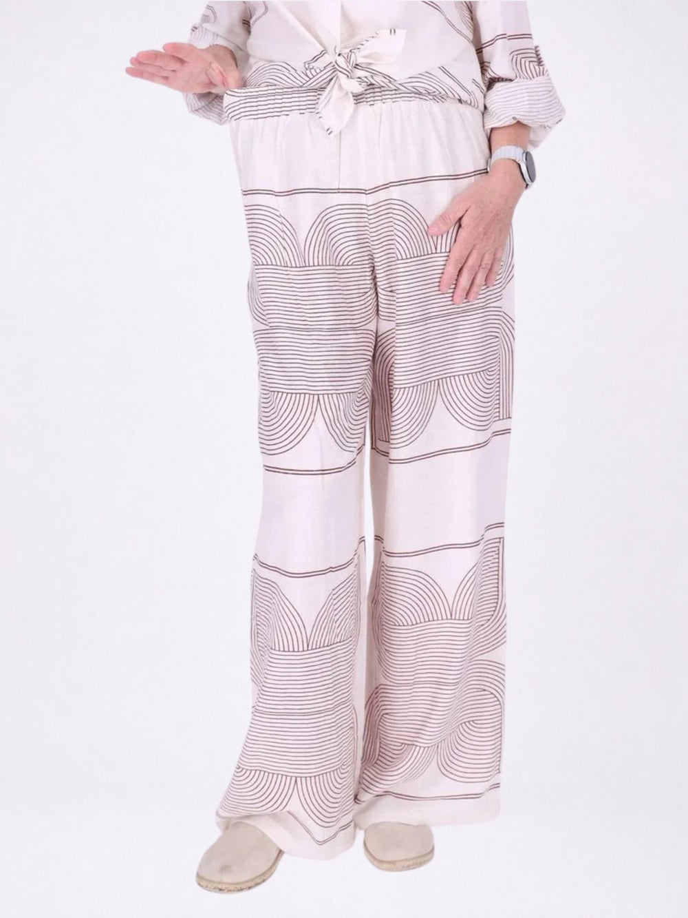 Hose Damen Leinenmix AOP