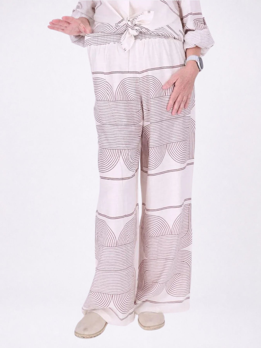 Hose Damen Leinenmix AOP